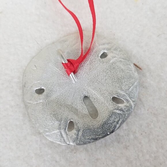 Sand Dollar Ornament Metal holiday Christmas Beach seaside nautical Silver - Picture 4 of 6